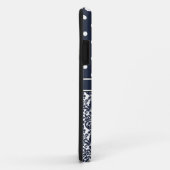 Trio Monogrammed Navy Damask Case-Mate iPhone Case (Achterkant/rechts)