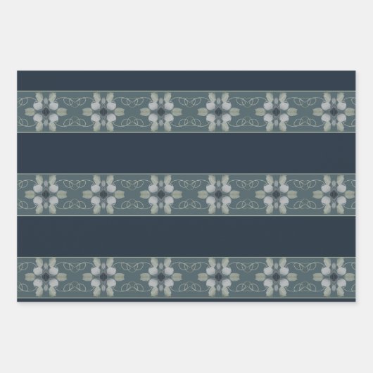 Trio of Three Floral Patterned Inpakpapier Vel (Voorkant 2)