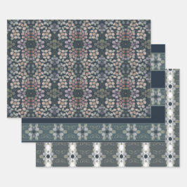 Trio of Three Floral Patterned Inpakpapier Vel