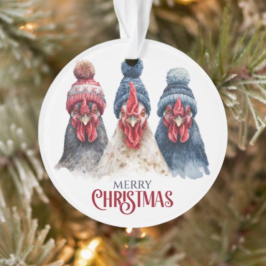 Trio of Winter Chickens Christmas  Ornament (Boom)