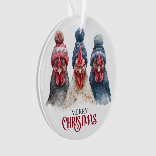 Trio of Winter Chickens Christmas  Ornament (voorkant)
