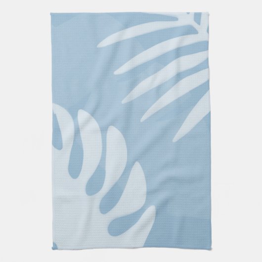 Trio Palm bladeren blauwe keukenhanddoek (Verticaal)