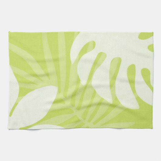 Trio Palm Leaves Lime Green Keuken Handdoek (Horizontaal)