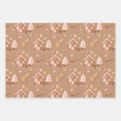 Trio Pink Brown Gingerbrood Houders Stars Cinnamon Inpakpapier Vel (Voorkant 2)