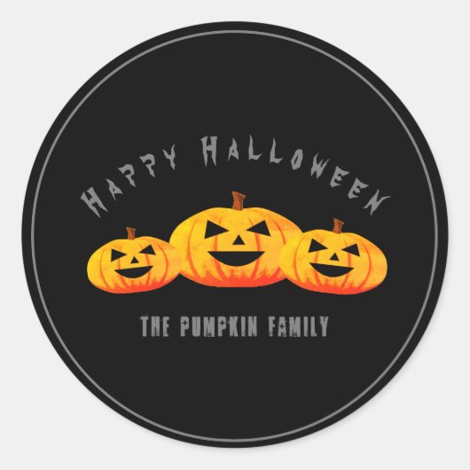 Trio Pompoenen Halloween Black Circle Sticker (Voorkant)