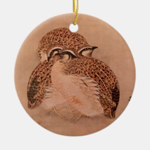 Trio Quail Keramisch Ornament