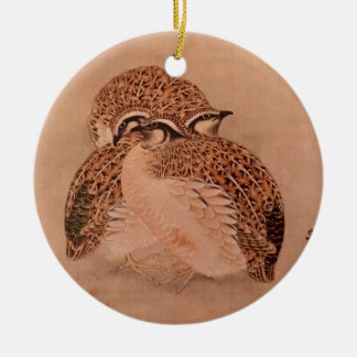 Trio Quail Keramisch Ornament