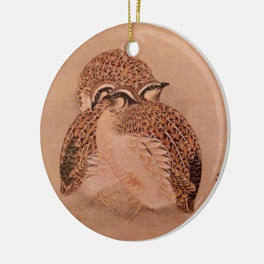 Trio Quail Keramisch Ornament (Links)