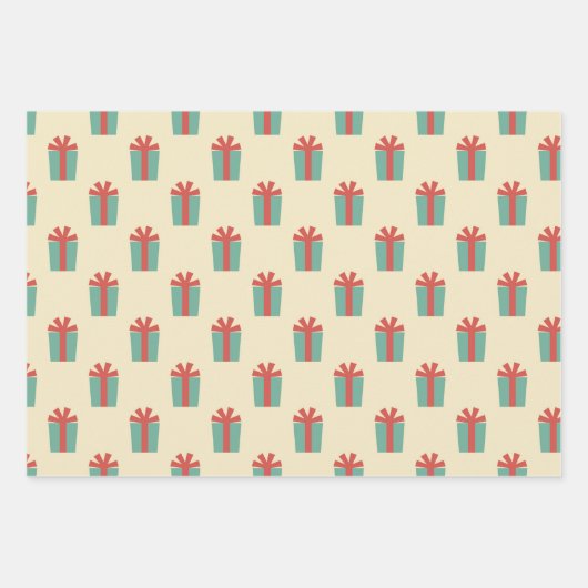 Trio Retro kerstkaarten Inpakpapier Vel (Voorkant)