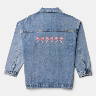 Trio Roze Strik Stippen Coquette Esthetiek Tshirt Denim Jacket