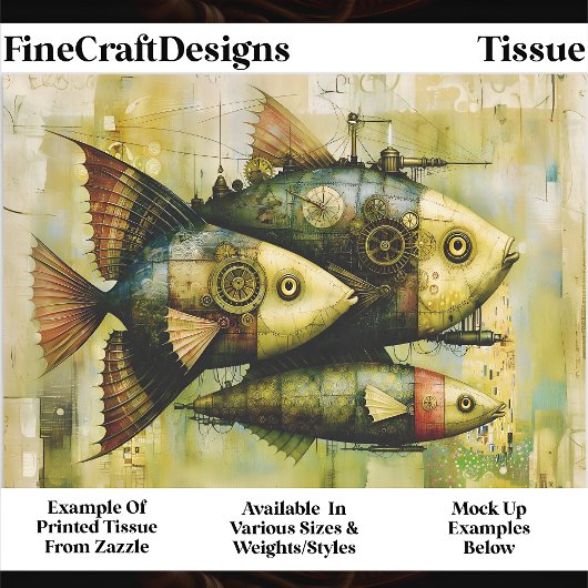 Trio Steampunk Mechanische Vis FM3R Decoupage Tissuepapier