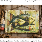 Trio Steampunk Mechanische Vis FM3R Decoupage Tissuepapier