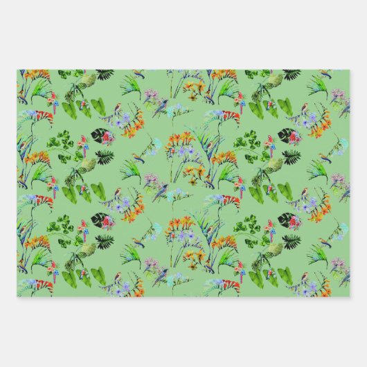 Trio Tropical Paradise Pattern Inpakpapier Vel (Voorkant 3)