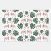 Trio Tropisch Roze Kerstkerstfeest Sinterhaas Inpakpapier Vel (Voorkant 2)