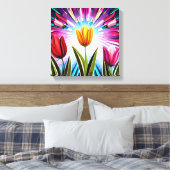 Trio Tulips: Een springen van Springtime Beauty Canvas Afdruk (Insitu (Slaapkamer))