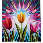 Trio Tulips: Een springen van Springtime Beauty Douchegordijn (Voorkant)