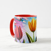 Trio Tulips: Een springen van Springtime Beauty Mok (Voorkant links)
