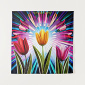 Trio Tulips: Een springen van Springtime Beauty Wandkleed (Voorkant)