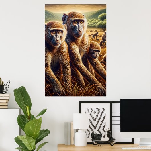 Trio van Apen Frolicking Poster (Thuiskantoor)