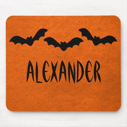 Trio van Bats Halloween Mousepad, Sinaasappel Muismat (Voorkant)