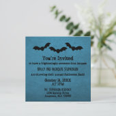 Trio van Bats Halloween Party Invite, Donkerblauw Kaart (Staand voorkant)