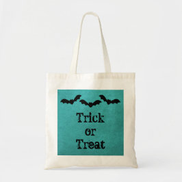 Trio van Bats Halloween Treat Bag, Blauwgroen Tote Bag