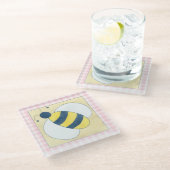 Trio van bijen met bloemen glazen onderzetter (Schuin)