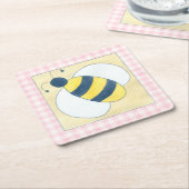 Trio van bijen met bloemen kartonnen onderzetters (Schuin)