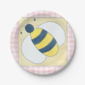 Trio van bijen met bloemen papieren bordje (Voorkant)