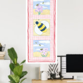 Trio van bijen met bloemen poster (Thuiskantoor)