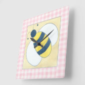 Trio van bijen met bloemen vierkante klok (Hoek)