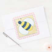 Trio van bijen met bloemen vierkante sticker (Envelop)