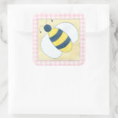 Trio van bijen met bloemen vierkante sticker (Tas)