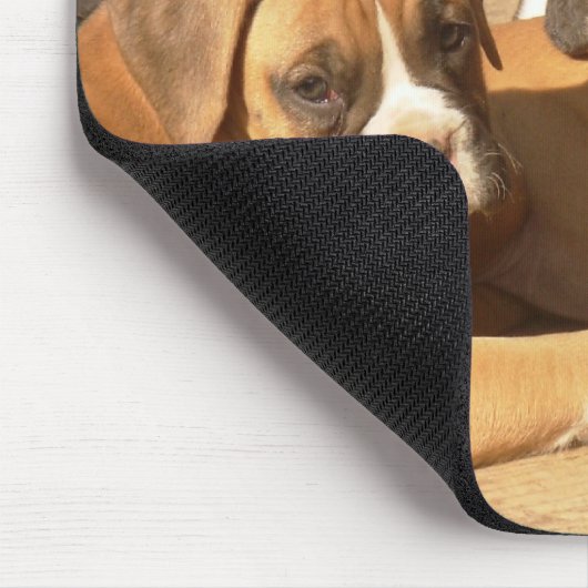 Trio van boxer puppies mousepad muismat (Hoek)