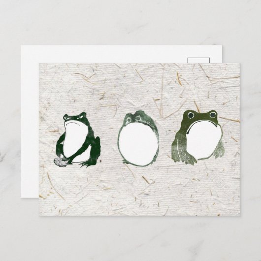 Trio van chagrijnige Japanse kikkers Toads 19e eeu Briefkaart (Voorkant / Achterkant)