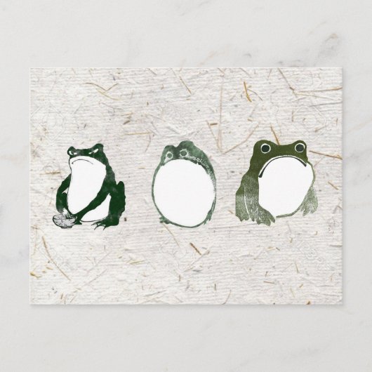 Trio van chagrijnige Japanse kikkers Toads 19e eeu Briefkaart (Voorkant)