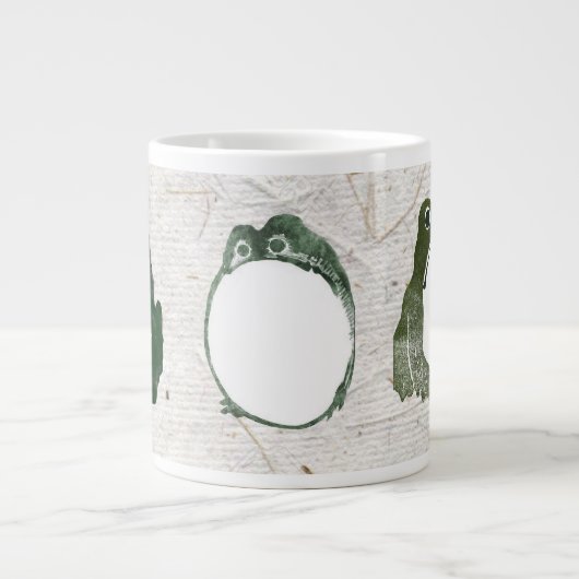 Trio van chagrijnige Japanse kikkers Toads 19e eeu Grote Koffiekop (Voorkant)