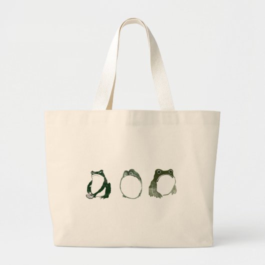 Trio van chagrijnige Japanse kikkers Toads 19e eeu Grote Tote Bag (Voorkant)