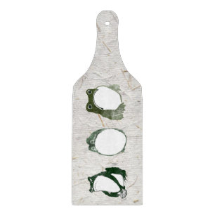 Trio van chagrijnige Japanse kikkers Toads 19e eeu Snijplank