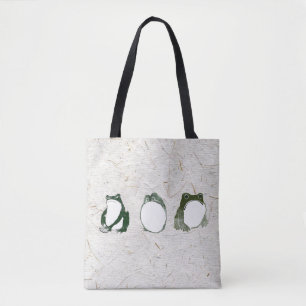 Trio van chagrijnige Japanse kikkers Toads 19e eeu Tote Bag