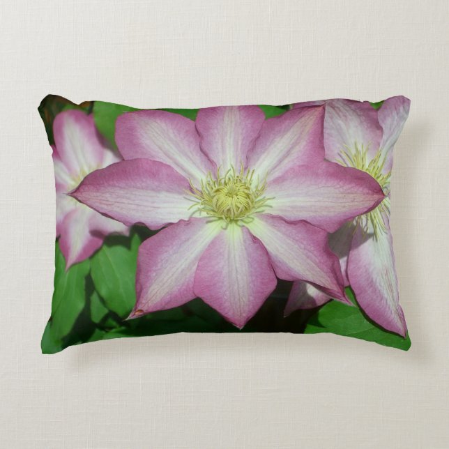 Trio van Clematis Pink en White Spring Vine Accent Kussen (Voorkant)