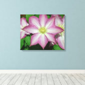 Trio van Clematis Pink en White Spring Vine Canvas Afdruk (Insitu (Houten vloer))