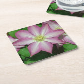 Trio van Clematis Pink en White Spring Vine Kartonnen Onderzetters (Schuin)