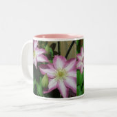 Trio van Clematis Pink en White Spring Vine Tweekleurige Koffiemok (Voorkant links)