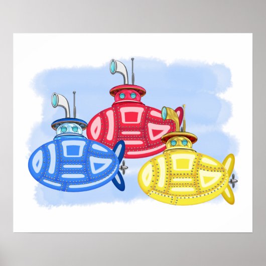 Trio van Crayon Colored Subs Poster (Voorkant)