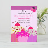 Trio van Cupcakes Birthday Party Invitation Kaart (Staand voorkant)