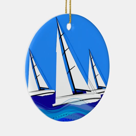 Trio van de Zeilboten Keramisch Ornament (Rechts)