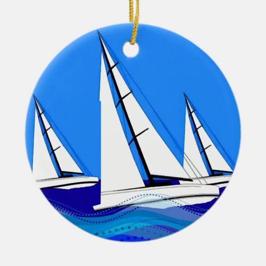 Trio van de Zeilboten Keramisch Ornament (Voorkant)