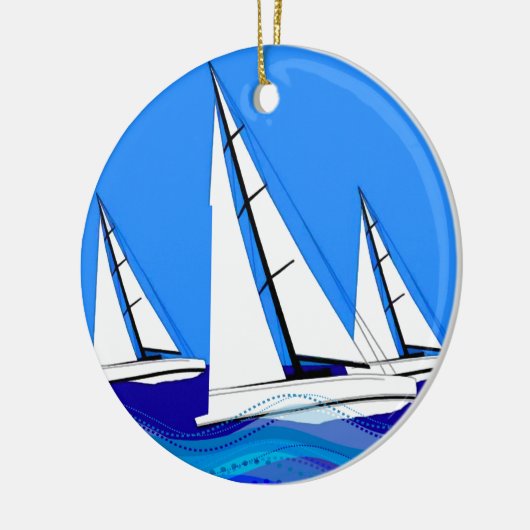 Trio van de Zeilboten Keramisch Ornament (Links)