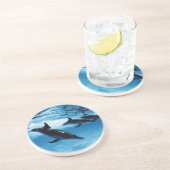 Trio van dolfijnen zandsteen onderzetter (Zijkant)